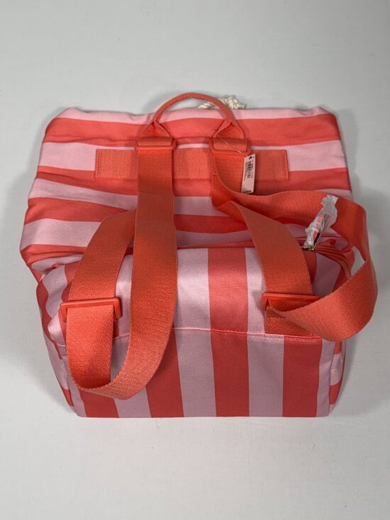 NWT Victoria\'s Secret Coral Pink Stripe Insulated 2-in-1 Cooler Beach Backpack T main image 4